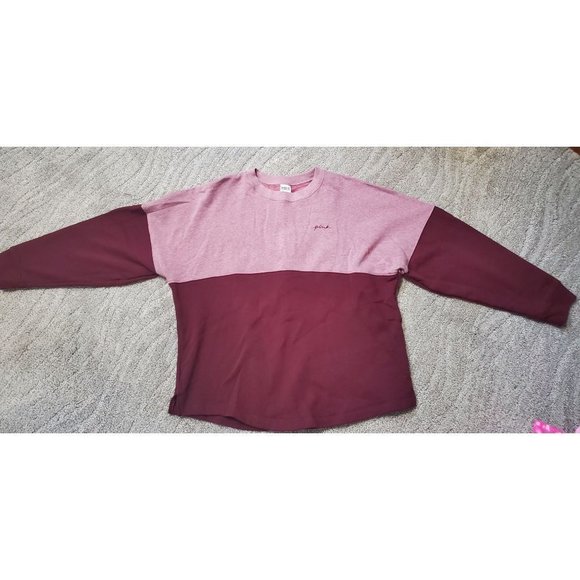 PINK Victoria's Secret Tops - Victoria Secret PINK Maroon Colorblock Sweatshirt Size Large